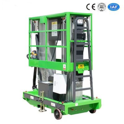 12m Hydraulic Lift Platform Aluminum Aerial Lift Double Mast 200Kg With Motorized Device