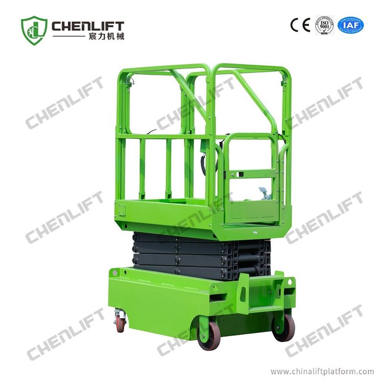 Manual Pushing Mobile Scissor Lift Mini 3m Platform Height 240 Kg Load Capacity