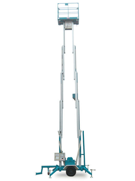 Hydraulic Vertical Lift Aerial Work Platform Double Mast 14m High With 1 Year Warranty